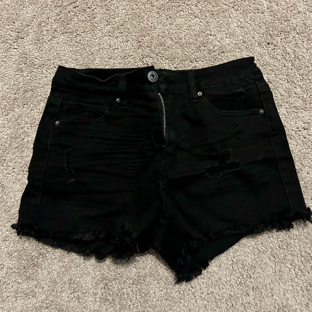Black denim shorts